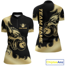 Load image into Gallery viewer, Gold Wolf Bowling Shirts for Team Women Men Custom Wolf Bowling Polo &amp; Quarter Zip MBL194