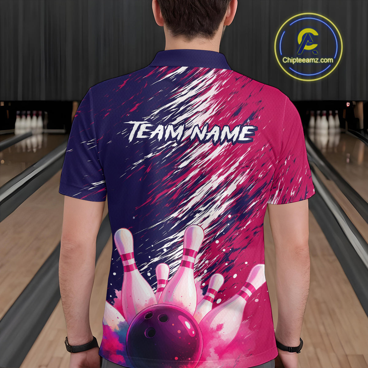 Watercolor Pink and Blue Bowling Shirts for Team Women Men Bowling Polo & 1/4 Zip MBL231