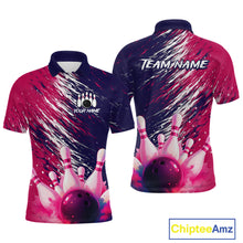 Load image into Gallery viewer, Watercolor Pink and Blue Bowling Shirts for Team Women Men Bowling Polo &amp; 1/4 Zip MBL231
