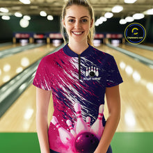 Load image into Gallery viewer, Watercolor Pink and Blue Bowling Shirts for Team Women Men Bowling Polo &amp; 1/4 Zip MBL231