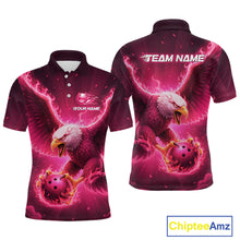 Load image into Gallery viewer, Pink Eagle Bowling Shirts for Team Women Men Custom Bowling Polo &amp; 1/4 Zip Shirt MBL235