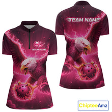Load image into Gallery viewer, Pink Eagle Bowling Shirts for Team Women Men Custom Bowling Polo &amp; 1/4 Zip Shirt MBL235