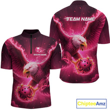 Load image into Gallery viewer, Pink Eagle Bowling Shirts for Team Women Men Custom Bowling Polo &amp; 1/4 Zip Shirt MBL235