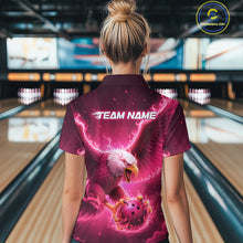 Load image into Gallery viewer, Pink Eagle Bowling Shirts for Team Women Men Custom Bowling Polo &amp; 1/4 Zip Shirt MBL235
