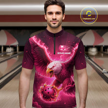 Load image into Gallery viewer, Pink Eagle Bowling Shirts for Team Women Men Custom Bowling Polo &amp; 1/4 Zip Shirt MBL235