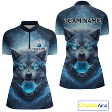 Load image into Gallery viewer, Blue Wolf Bowling Shirts Team Women Men Custom Bowling Jersey Bowl Polo&amp;1/4 Zip MBL239