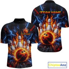 Load image into Gallery viewer, Flaming and Lightning Bowling Shirts for Team Women Men Bowling Polo &amp; 1/4 Zip Shirt MBL242