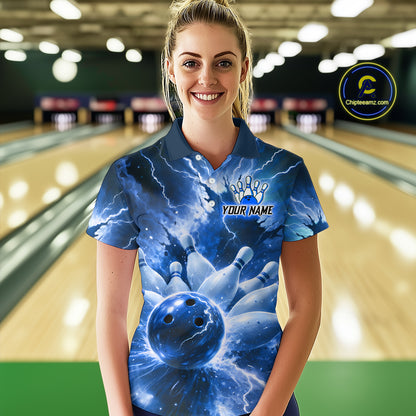 Blue Lightning Thunder Bowling Shirts Yellow for Team Women Men Bowling Jersey MBL247