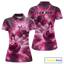 Load image into Gallery viewer, Pink Lightning Thunder Bowling Shirts Yellow for Team Women Men Bowling Jersey MBL247