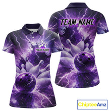 Load image into Gallery viewer, Purple Lightning Thunder Bowling Shirts Yellow for Team Women Men Bowling Jersey MBL247