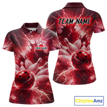 Load image into Gallery viewer, Red Lightning Thunder Bowling Shirts Yellow for Team Women Men Bowling Jersey MBL247
