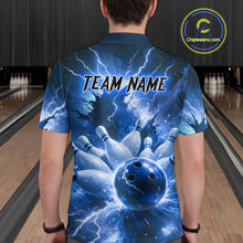 Load image into Gallery viewer, Blue Lightning Thunder Bowling Shirts Yellow for Team Women Men Bowling Jersey MBL247