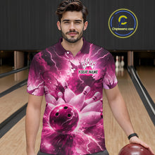 Load image into Gallery viewer, Pink Lightning Thunder Bowling Shirts Yellow for Team Women Men Bowling Jersey MBL247
