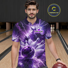 Load image into Gallery viewer, Purple Lightning Thunder Bowling Shirts Yellow for Team Women Men Bowling Jersey MBL247