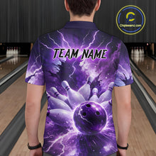 Load image into Gallery viewer, Purple Lightning Thunder Bowling Shirts Yellow for Team Women Men Bowling Jersey MBL247