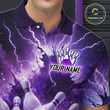 Load image into Gallery viewer, Purple Lightning Thunder Bowling Shirts Yellow for Team Women Men Bowling Jersey MBL247