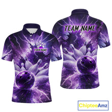 Load image into Gallery viewer, Purple Lightning Thunder Bowling Shirts Yellow for Team Women Men Bowling Jersey MBL247