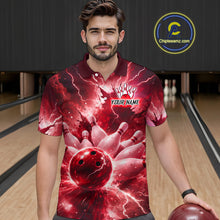 Load image into Gallery viewer, Red Lightning Thunder Bowling Shirts Yellow for Team Women Men Bowling Jersey MBL247