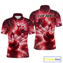 Load image into Gallery viewer, Red Lightning Thunder Bowling Shirts Yellow for Team Women Men Bowling Jersey MBL247
