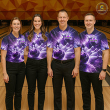Load image into Gallery viewer, Purple Lightning Thunder Bowling Shirts Yellow for Team Women Men Bowling Jersey MBL247