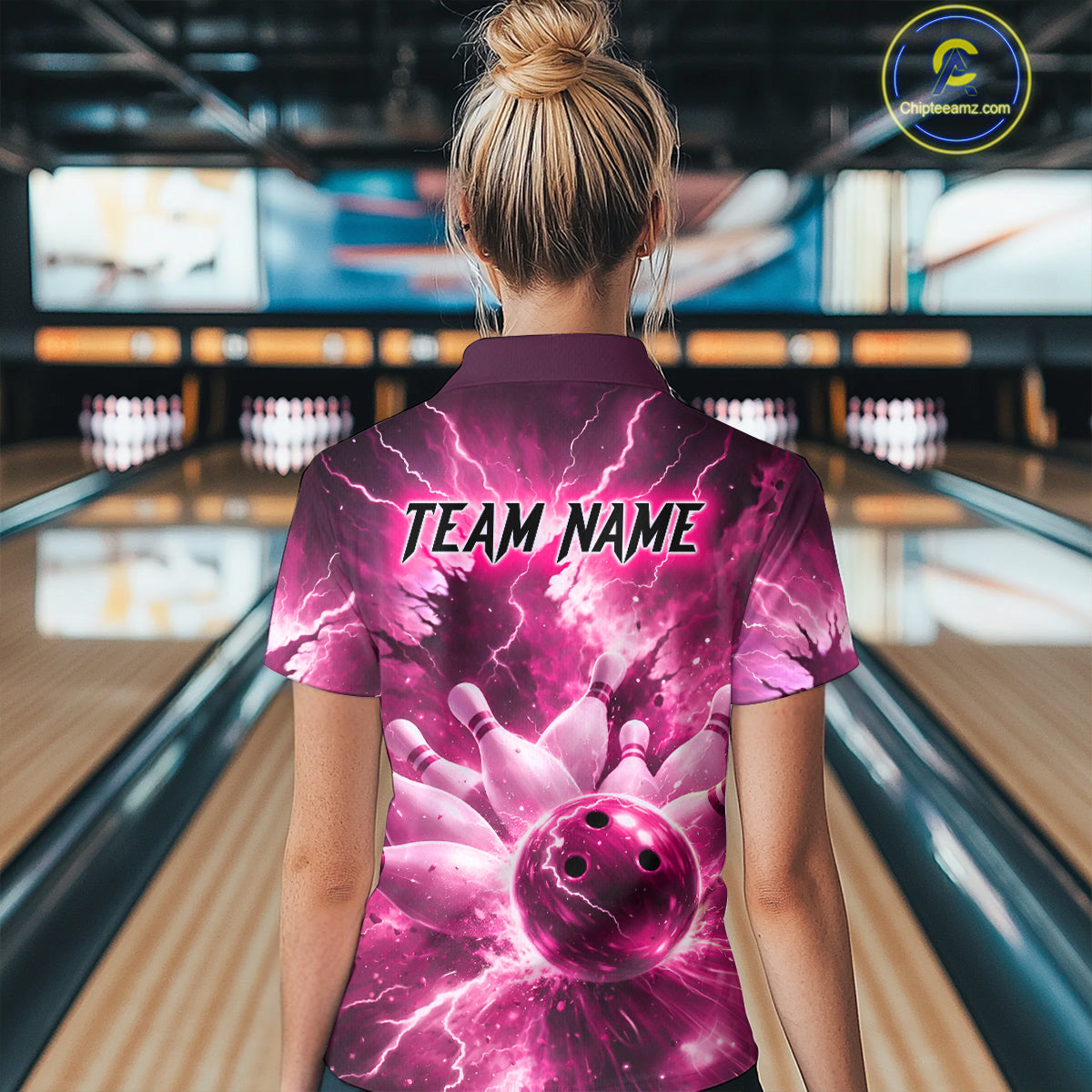 Pink Lightning Thunder Bowling Shirts Yellow for Team Women Men Bowling Jersey MBL247