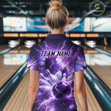 Load image into Gallery viewer, Purple Lightning Thunder Bowling Shirts Yellow for Team Women Men Bowling Jersey MBL247