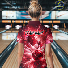 Load image into Gallery viewer, Red Lightning Thunder Bowling Shirts Yellow for Team Women Men Bowling Jersey MBL247
