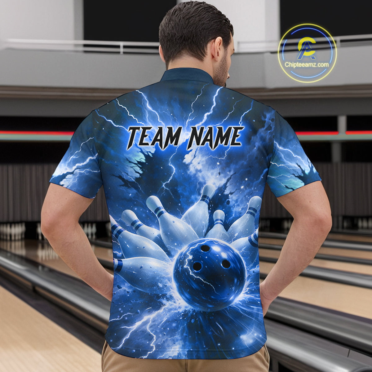 Blue Lightning Thunder Bowling Shirts Yellow for Team Women Men Bowling Jersey MBL247