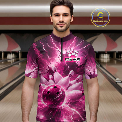 Pink Lightning Thunder Bowling Shirts Yellow for Team Women Men Bowling Jersey MBL247