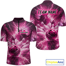 Load image into Gallery viewer, Pink Lightning Thunder Bowling Shirts Yellow for Team Women Men Bowling Jersey MBL247