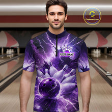 Load image into Gallery viewer, Purple Lightning Thunder Bowling Shirts Yellow for Team Women Men Bowling Jersey MBL247