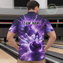 Load image into Gallery viewer, Purple Lightning Thunder Bowling Shirts Yellow for Team Women Men Bowling Jersey MBL247
