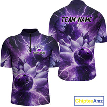 Load image into Gallery viewer, Purple Lightning Thunder Bowling Shirts Yellow for Team Women Men Bowling Jersey MBL247