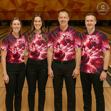 Load image into Gallery viewer, Red Lightning Thunder Bowling Shirts Yellow for Team Women Men Bowling Jersey MBL247