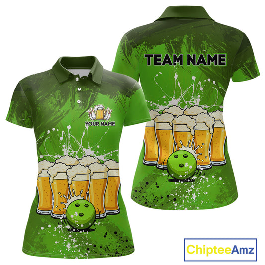 Beer Bowling Shirts Team Women Men Custom Green Bowling Jersey Bowl League MBL249
