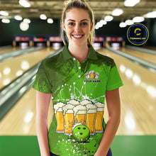 Load image into Gallery viewer, Beer Bowling Shirts Team Women Men Custom Green Bowling Jersey Bowl League MBL249