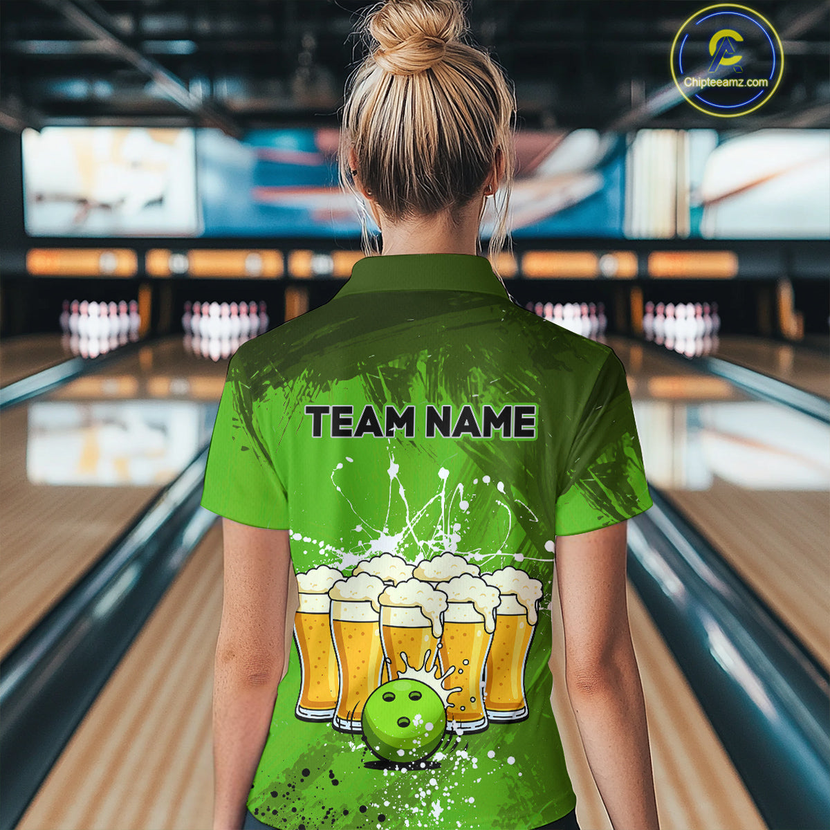 Beer Bowling Shirts Team Women Men Custom Green Bowling Jersey Bowl League MBL249