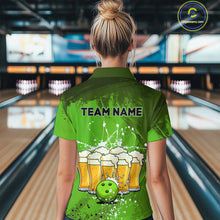 Load image into Gallery viewer, Beer Bowling Shirts Team Women Men Custom Green Bowling Jersey Bowl League MBL249
