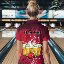 Load image into Gallery viewer, Beer Bowling Shirts Team Women Men Custom Red Bowling Jersey Bowl League MBL249