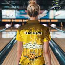Load image into Gallery viewer, Beer Bowling Shirts Team Women Men Custom Yellow Bowling Jersey Bowl League MBL249