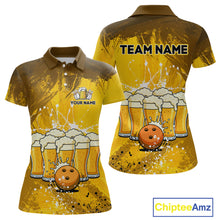 Load image into Gallery viewer, Beer Bowling Shirts Team Women Men Custom Yellow Bowling Jersey Bowl League MBL249