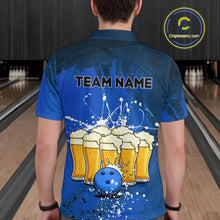 Load image into Gallery viewer, Beer Bowling Shirts Team Women Men Custom Blue Bowling Jersey Bowl League MBL249