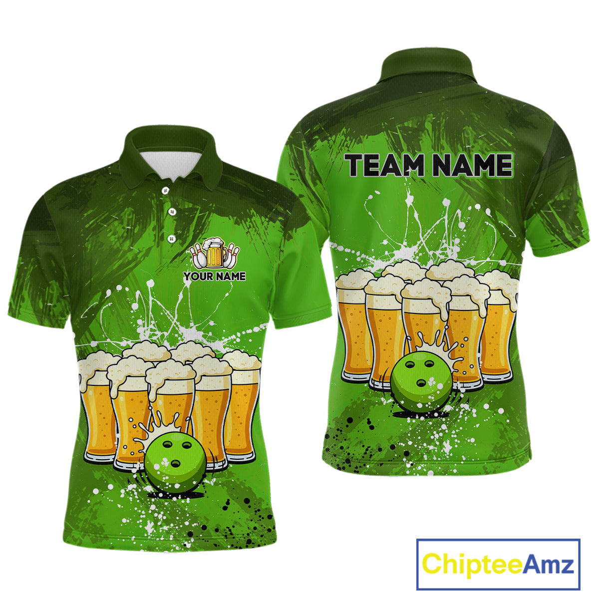 Beer Bowling Shirts Team Women Men Custom Green Bowling Jersey Bowl League MBL249
