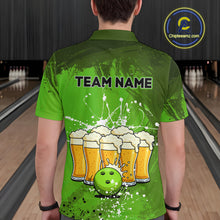 Load image into Gallery viewer, Beer Bowling Shirts Team Women Men Custom Green Bowling Jersey Bowl League MBL249