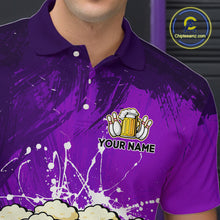 Load image into Gallery viewer, Beer Bowling Shirts Team Women Men Custom Purple Bowling Jersey Bowl League MBL249