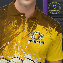 Load image into Gallery viewer, Beer Bowling Shirts Team Women Men Custom Yellow Bowling Jersey Bowl League MBL249