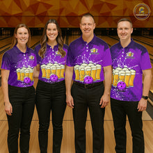 Load image into Gallery viewer, Beer Bowling Shirts Team Women Men Custom Purple Bowling Jersey Bowl League MBL249