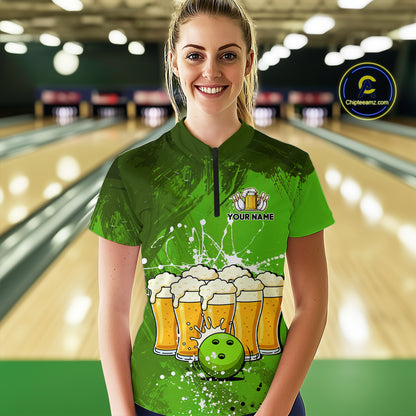 Beer Bowling Shirts Team Women Men Custom Green Bowling Jersey Bowl League MBL249