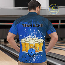 Load image into Gallery viewer, Beer Bowling Shirts Team Women Men Custom Blue Bowling Jersey Bowl League MBL249