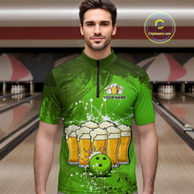 Load image into Gallery viewer, Beer Bowling Shirts Team Women Men Custom Green Bowling Jersey Bowl League MBL249